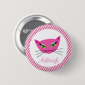 Aangepast warm roze Kat met strepen Ronde Button 5,7 Cm (Voorkant /achterkant)