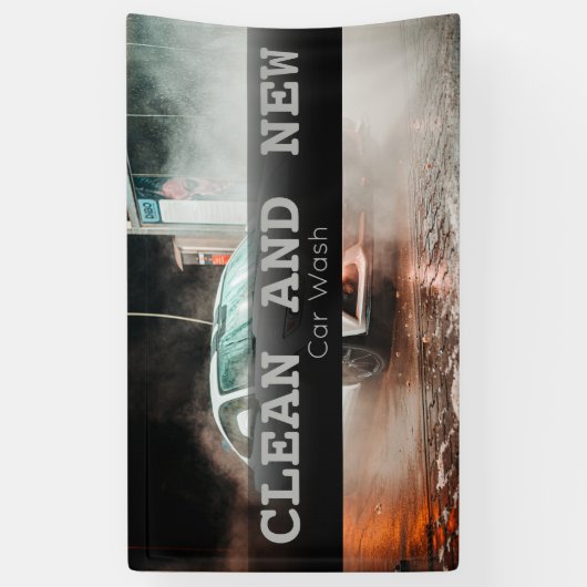 Aangepast wasprogramma voor auto's spandoek (Verticaal)