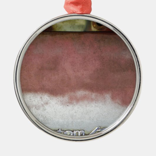 aangepast wasroze en wit metalen ornament (Voorkant)