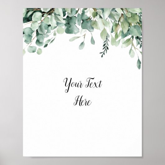 Aangepast watercolor eucalyptus groen uithangbord  poster (Voorkant)