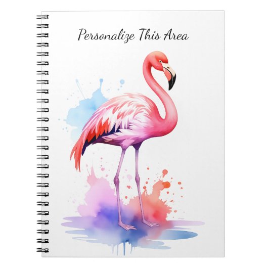 Aangepast watercolor Flamingo Notitieboek (Voorkant)