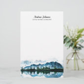 Aangepast waterverf bergen briefpapier (Staand voorkant)