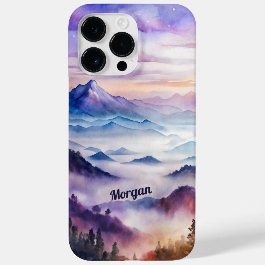 Aangepast waterverf bergmist landschap Case-Mate iPhone case (Achterkant)