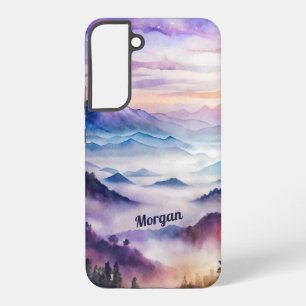 Aangepast waterverf bergmist landschap samsung galaxy hoesje