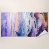 Aangepast waterverf bergmist landschap strandlaken (Voorkant)