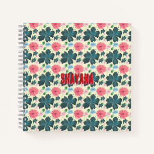 Aangepast waterverf bloempatroon cadeau notitieboek