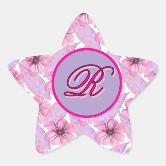 Aangepast waterverf bloempatroon Poster Ster Sticker (Voorkant)