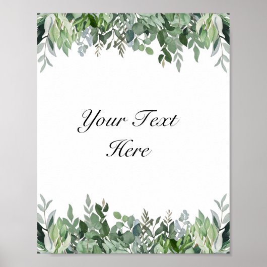 Aangepast waterverf Eucalyptus Groene Bord Poster (Voorkant)