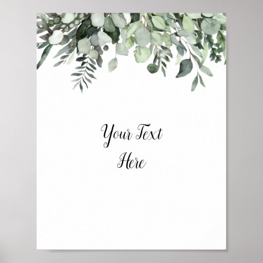 Aangepast waterverf Eucalyptus Groene Teken Poster (Voorkant)