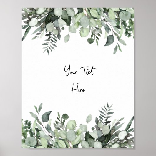 Aangepast waterverf Eucalyptus Groene Teken Poster (Voorkant)