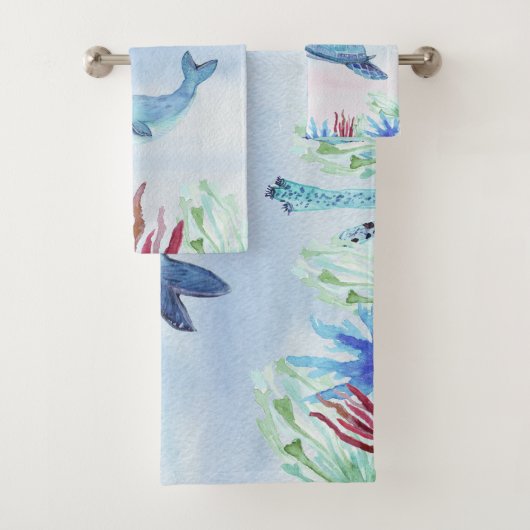 Aangepast waterverf Oceandier Bad Handdoek (Insitu)
