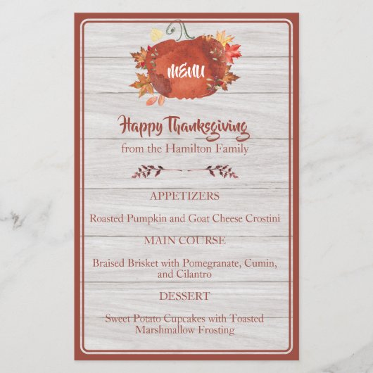 Aangepast Waterverf pompoen Thanksgiving grijs men (Voorkant)