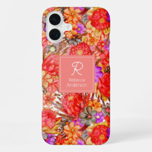 Aangepast waterverf Protea-patroon iPhone 16 Plus Hoesje