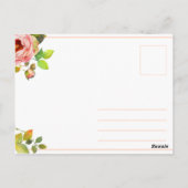 Aangepast - Waterverf Roos Opslaan Datum Briefkaart (Achterkant)