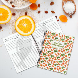 Aangepast waterverf sinaasappel receptenboek voor notitieboek