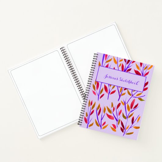 Aangepast Waterverf van zakboekje Paars Sinaasappe Notitieboek (Binnen)