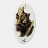 Aangepast Waterverf zwart Beer Keramisch Ornament (Rechts)