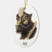 Aangepast Waterverf zwart Beer Keramisch Ornament (Links)