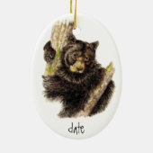 Aangepast Waterverf zwart Beer Keramisch Ornament (Achterkant)