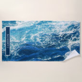 Aangepast Wavy Blue-Zee Strandlaken (Voorkant)