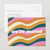 Aangepast We hebben verhuisd Nieuwe Home Retro Vib Briefkaart (Voorkant / Achterkant)