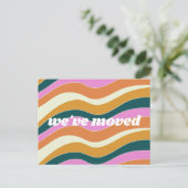 Aangepast We hebben verhuisd Nieuwe Home Retro Vib Briefkaart (Staand voorkant)