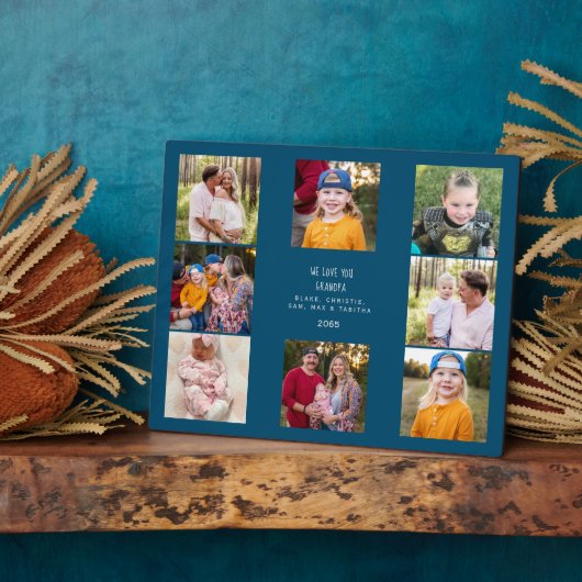 Aangepast We houden van je foto Collage Blue Fotoplaat (Zijkant)