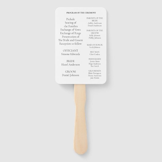 Aangepast weddenschapsprogramma handwaaier (Achterkant)