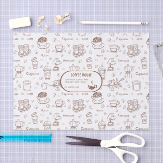 Aangepast weefselpapier met modern Koffiepatroon Tissuepapier (Craft)