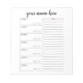 Aangepast wekelijks toetsenbordblok notitieblok (Voorkant)