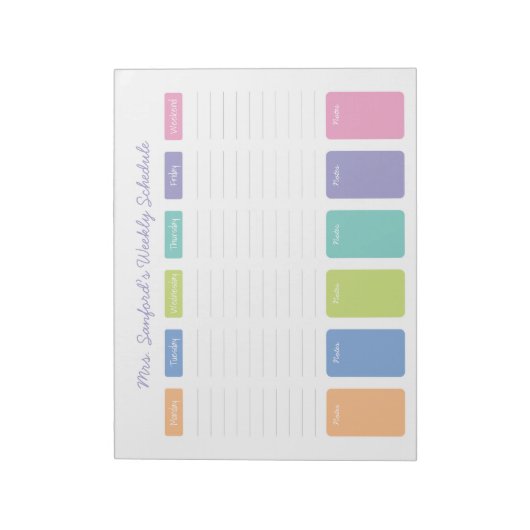 Aangepast wekelijkse schema notitieblok (Linkerzijde)