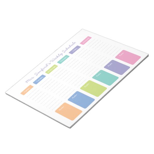 Aangepast wekelijkse schema notitieblok (Schuin)