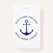 Aangepast Welkom aan boord: nautisch anker blauw w Badge (Voorkant)
