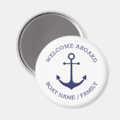 Aangepast Welkom aan boord: nautisch anker blauw w Magneet (Voorkant / Achterkant)