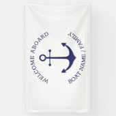Aangepast Welkom aan boord: nautisch anker blauw w Spandoek (Verticaal)