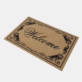 Aangepast welkom Antiek Floral Scroll Faux Burlap Deurmat (Schuin)
