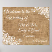 Aangepast Welkom op het Huwelijk van Rustieke Burl Poster (Voorkant)