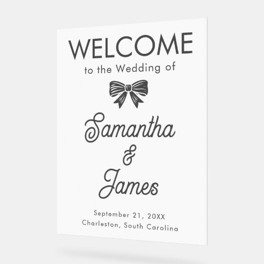 Aangepast welkom – Script & Serif Name Sign Acryl Bord (Hoek)