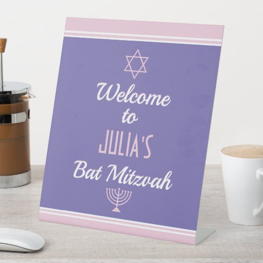 Aangepast welkom voor Bat Mitzvah Reclamebord Met Voetstuk (Insitu)