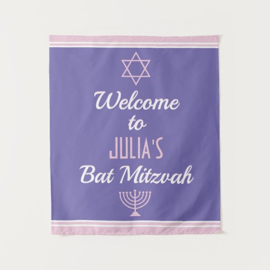 Aangepast welkom voor Bat Mitzvah Wandkleed (Voorkant)