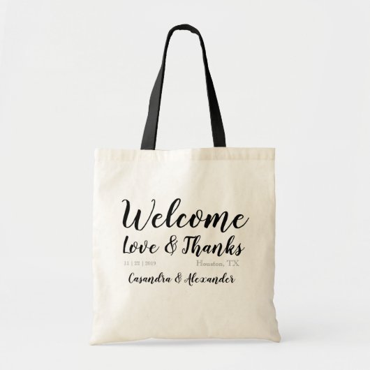 Aangepast welkomsthotel Gift Favor Bag Weddenschap Tote Bag (Voorkant)