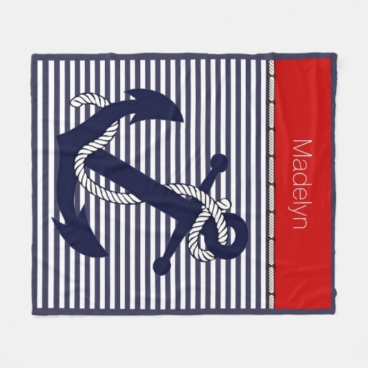 Aangepast welkomstpatroon met ankerpunten fleece deken (Voorkant (Horizontaal))