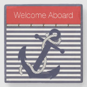 Aangepast welkomstpatroon met ankerpunten stenen onderzetter (Voorkant)