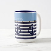 Aangepast welkomstpatroon met ankerpunten tweekleurige koffiemok (Voorkant rechts)