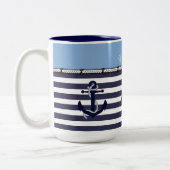 Aangepast welkomstpatroon met ankerpunten tweekleurige koffiemok (Links)