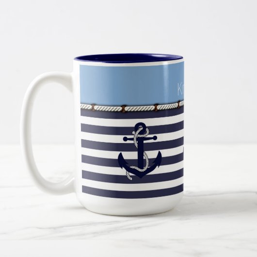 Aangepast welkomstpatroon met ankerpunten tweekleurige koffiemok (Links)