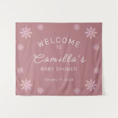 Aangepast welkomstscherm Baby shower roze Wandkleed (Voorkant (horizontaal))