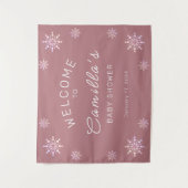 Aangepast welkomstscherm Baby shower roze Wandkleed (Voorkant)