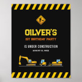 Aangepast welkomstteken Gele constructiedronk Poster (Voorkant)