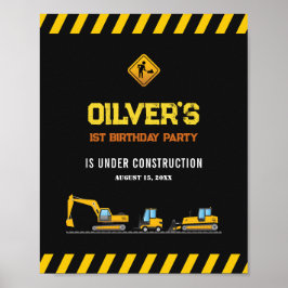 Aangepast welkomstteken Gele constructiedronk Poster